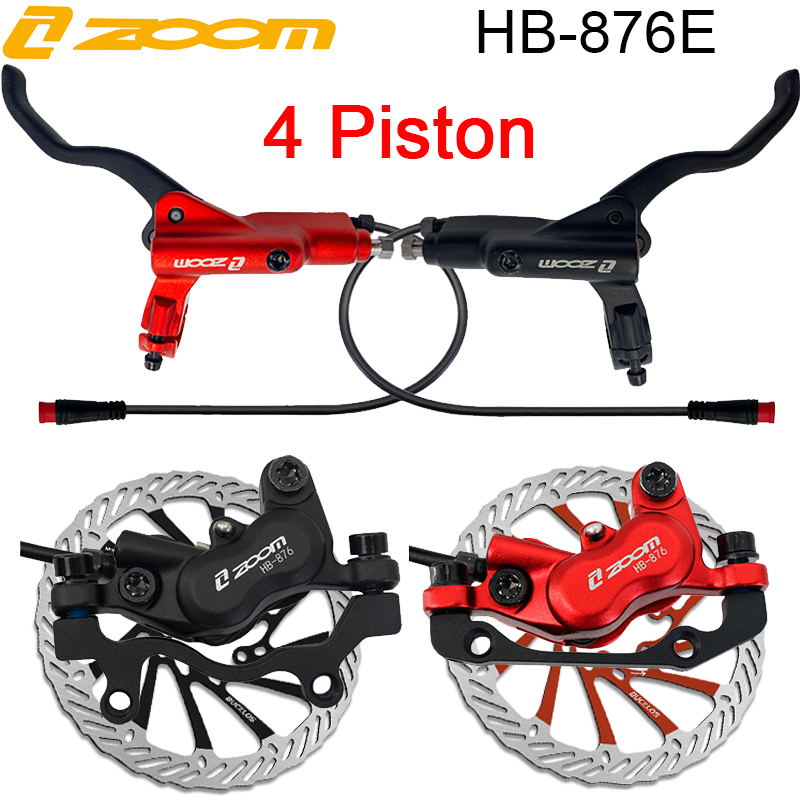 Zoom Hydraulic Brake 4 Piston E-Scooter - ZOOM HB-876E電動自転車ディスクブレーキセット 4ピストンEバイク油圧ブレーキ 1100/1850mm電動スクーター油圧ディスクブレーキ