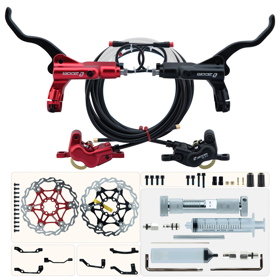 Zoom Hydraulic Brake 4 Piston E-Scooter - 折りたたみ式電動スクーター用ズーム油圧ブレーキディスク,4ピストン,折りたたみ式203マウンテンバイク,黒,赤,160 e-bike, 180