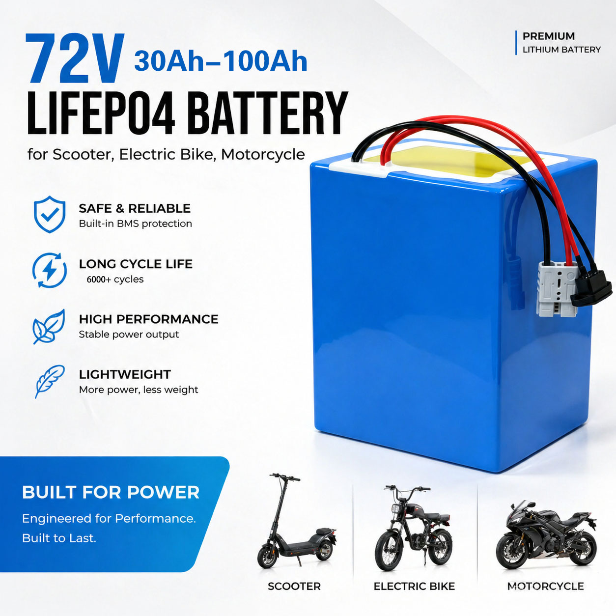 72V 30Ah Lifepo4 Battery Pack - リチウム LiFePO4 72V 50Ah 60Ah 40Ah