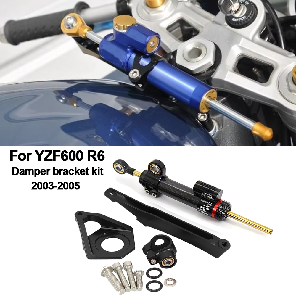 Steering Damper Stabilizer Kit Cnc - ヤマハ YZF600 R6 2003-2005 オートバイアクセサリーステアリング安定性ショックアブソーバーダンパーブラケットキット