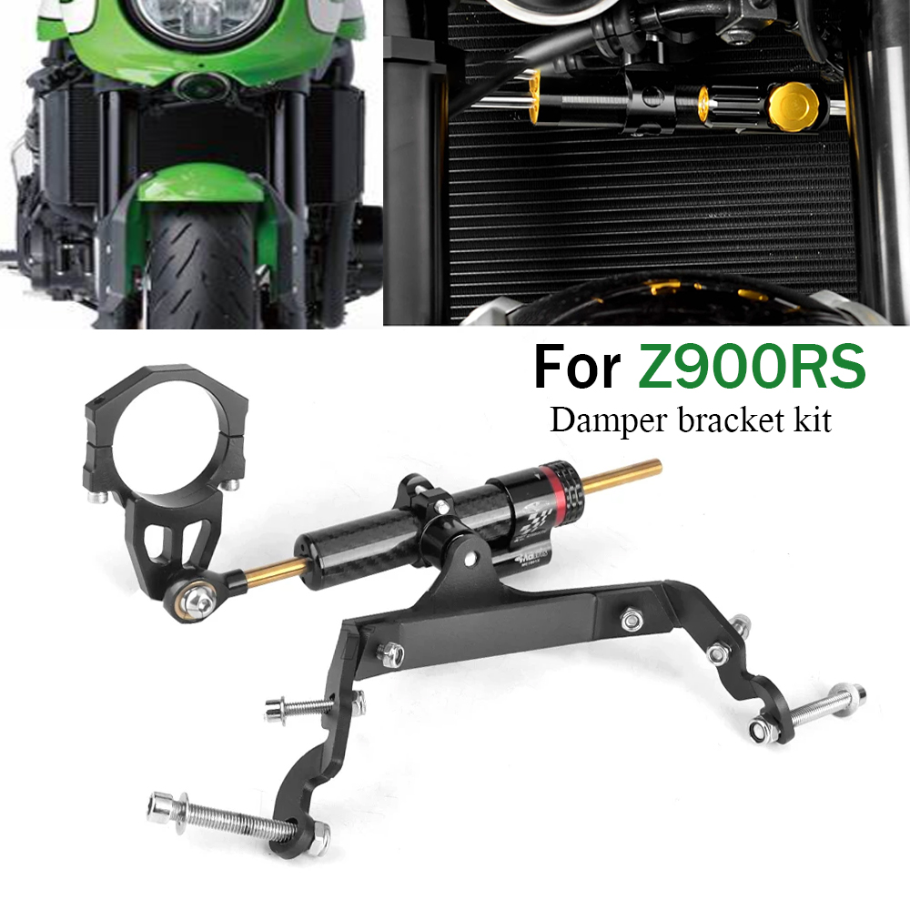 Steering Damper Stabilizer Kit Cnc - モーターサイクルステアリングダンパーブラケット,スタビライザー取り付けキット,カワサキz900rs,z900rs,z 900 rs,2018-2024用アクセサリー