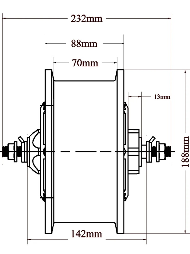 60V 5000W Brushless Hub Motor - 11インチ 52V 60V 72V 120V 5000W