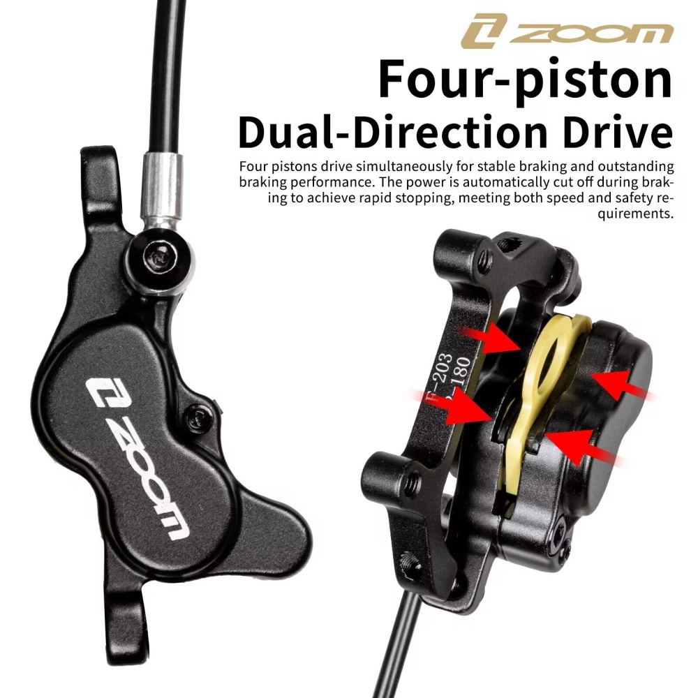 ZOOM HB-890E 4ピストン油圧ディスクブレーキセッ - Zoom Hydraulic Brake 4 Piston E-Scooter のレビューと価格